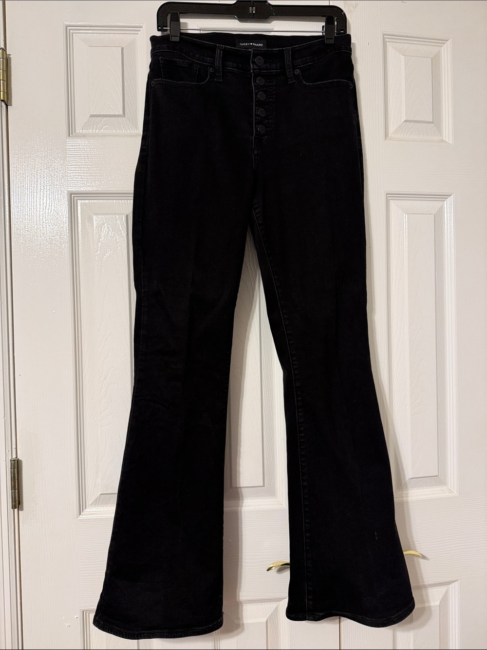 Lucky Brand Black High-Rise Button-Front Flare Jeans
